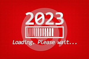 Greeting Card. Countdown to 2023. Red and White. Minimalism