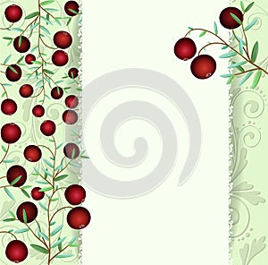 Greeting card, cranberries on a branch