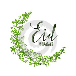 Greeting Card with Creative Moon for Eid Mubarak.