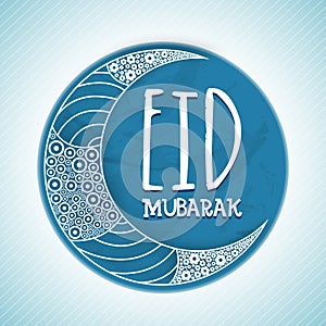 Greeting Card with creative moon for Eid Mubarak.