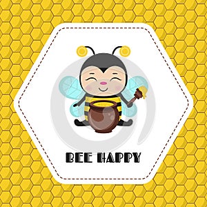 Greeting card with cute bee