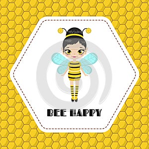 Greeting card with cute bee