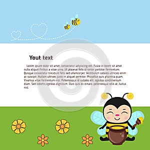 Greeting card with cute bee