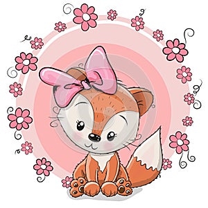 Greeting card cute cartoon Fox