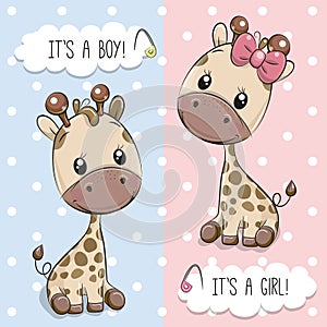 Greeting card with Cute Giraffes