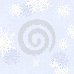 Greeting Card decorations vector illustration. Blurred christmas background - snowflakes