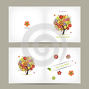 Greeting card design with fruit tree