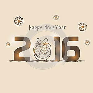 Greeting card design for Happy New Year 2016.