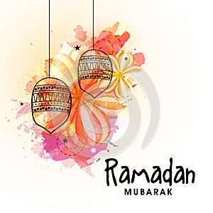 Greeting card design for Ramadan Mubarak.