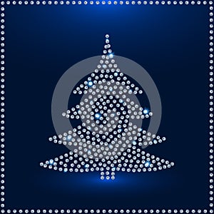 Greeting Card Of Diamond Christmas Tree.