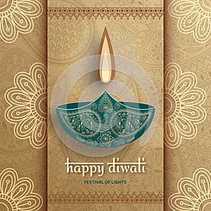 Greeting card for Diwali festival celebration in India