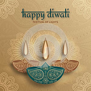 Greeting card for Diwali festival celebration in India