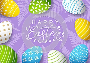 Greeting card with Easter eggs with color ornate for Your holiday design 11