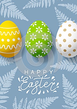 Greeting card with Easter eggs with color ornate for Your holiday design 4