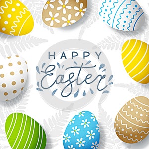 Greeting card with Easter eggs with color ornate for Your holiday design 5