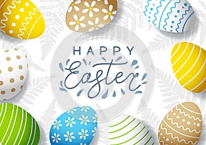 Greeting card with Easter eggs with color ornate for Your holiday design 7