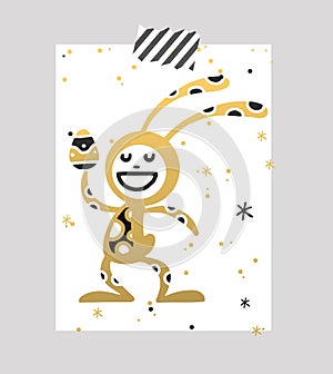 Greeting card Easter rabbit vector illustration