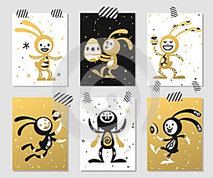 Greeting card Easter rabbit vector illustration