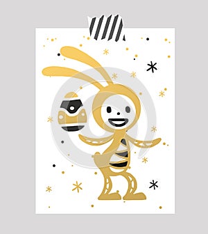 Greeting card Easter rabbit vector illustration