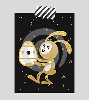 Greeting card Easter rabbit vector illustration