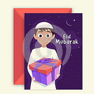Greeting Card with Envelope for Eid Mubarak.