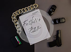 Greeting card on Father`s Day with text - father a happy day
