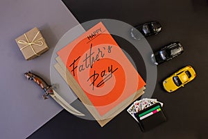 Greeting card on Father`s Day with text - father a happy day