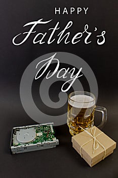 Greeting card for father`s day for working on the computer photo