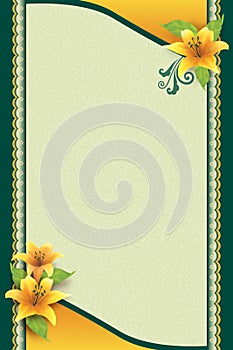 Greeting Card with Flower and Ornamental Background