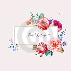 Greeting card with flowers, can be used as invitation card for wedding, birthday and other holiday and summer background