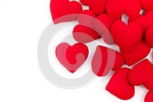 greeting card frame of red hearts on a white background. with Copy space and using as Valentine day concept, love concept.