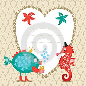 Greeting card, frame for text