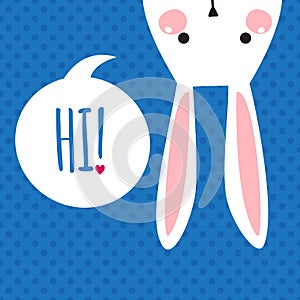 Greeting card with funny bunny. Easter Bunny Ears.