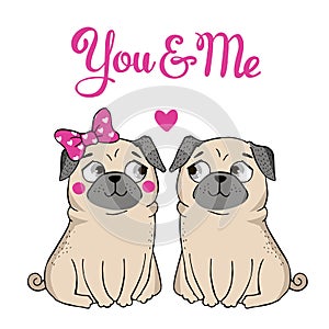 Greeting Card with funny Pug