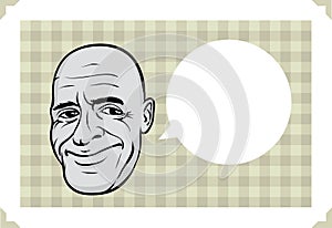 Greeting card with happy bald man