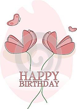 Greeting card Happy Birthday with flowers photo