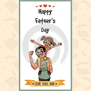 Greeting card for Happy Fathers Day celebration.