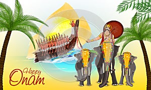 Greeting card for Happy Onam celebration.