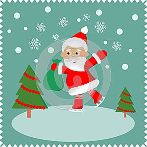 Greeting card with happy Santa