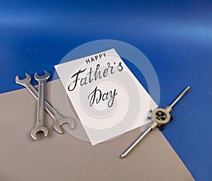 Greeting card, internet banner for father`s day with the inscription photo