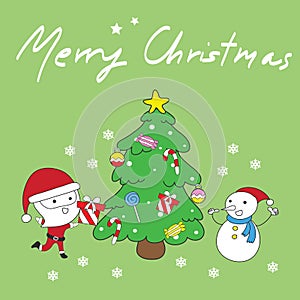 Greeting card: Merry Christmas Creative Hand Drawn card For Christmas Vector illustration.
