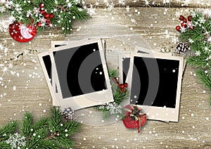 Greeting card Merry Christmas and Happy New Year with decoration