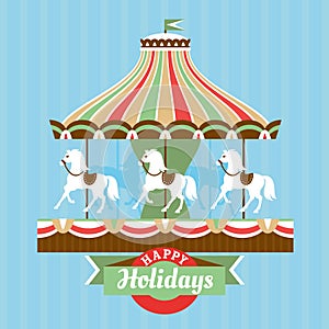 Greeting card with merry-go-round