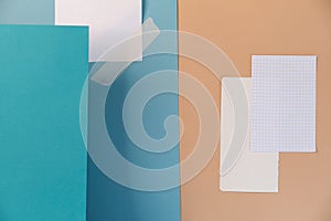 greeting card mockup. different paper textures with torn and smooth edges. place for text. flat lay background