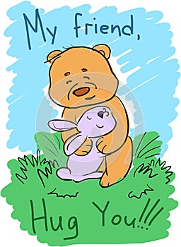 Greeting card - My friend - hug you