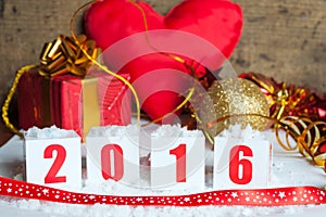 Greeting card with New Year gifts