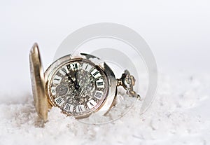 Greeting card of New Year with watch