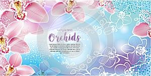 Greeting card with orchids flowers