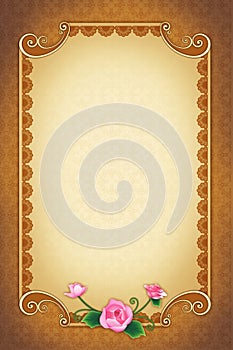 Greeting Card with Ornamental Background and Frame