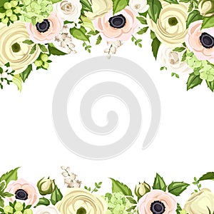 Greeting card with pink and white flowers. Vector eps-10. photo